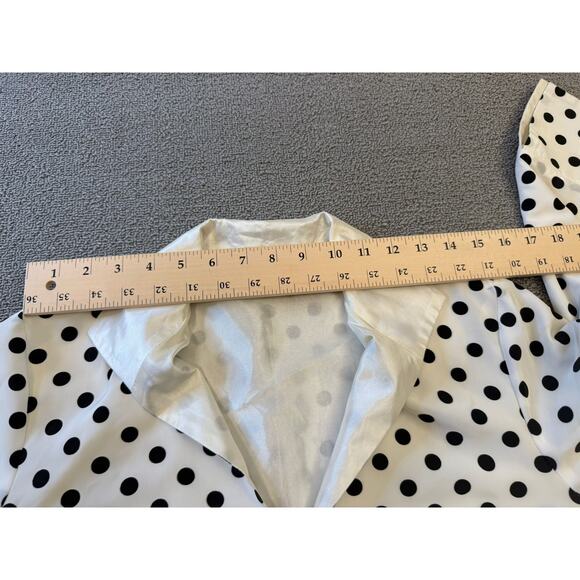 GRACE CHUANG Women's Small Polka Dot Duster Jacket Coat S White Black - Picture 4 of 16